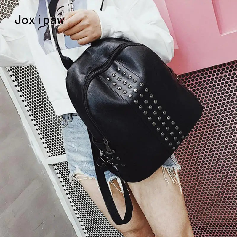 Women's Rivet Backpack Large Capacity Casual Travel School Bag