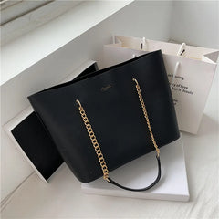 Stylish PU Leather Shoulder Bag for Women Chain Tote Shopper Handbag