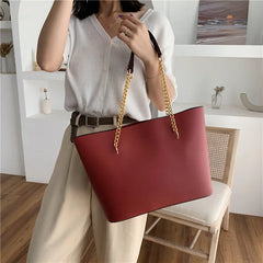 Stylish PU Leather Shoulder Bag for Women Chain Tote Shopper Handbag