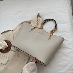 Stylish PU Leather Shoulder Bag for Women Chain Tote Shopper Handbag