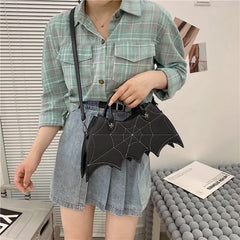 Punk Style Girl's Crossbody Bag Bat Bag Pu Leather Tote Bag