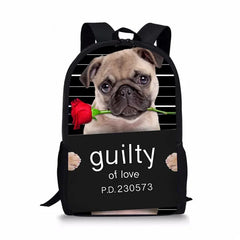 Puppy Pug Dog Backpack for Kids 3D Animal Back Unique Child Pack