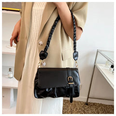 Exotic Soft Leather Lady Shoulder Bag Large Capacity Flip-top Lady Handbag