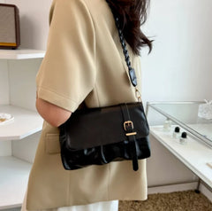 Exotic Soft Leather Lady Shoulder Bag Large Capacity Flip-top Lady Handbag