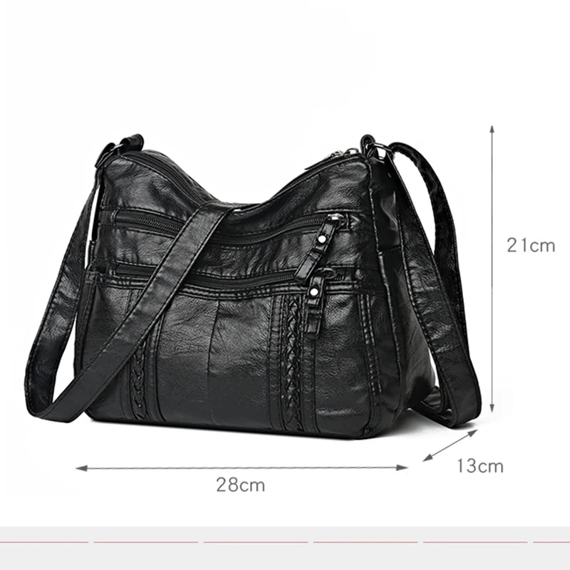Women's Shoulder Bag Soft Leather Crossbody Handbag Vintage Messenger Pack