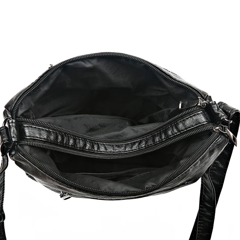 Women's Shoulder Bag Soft Leather Crossbody Handbag Vintage Messenger Pack
