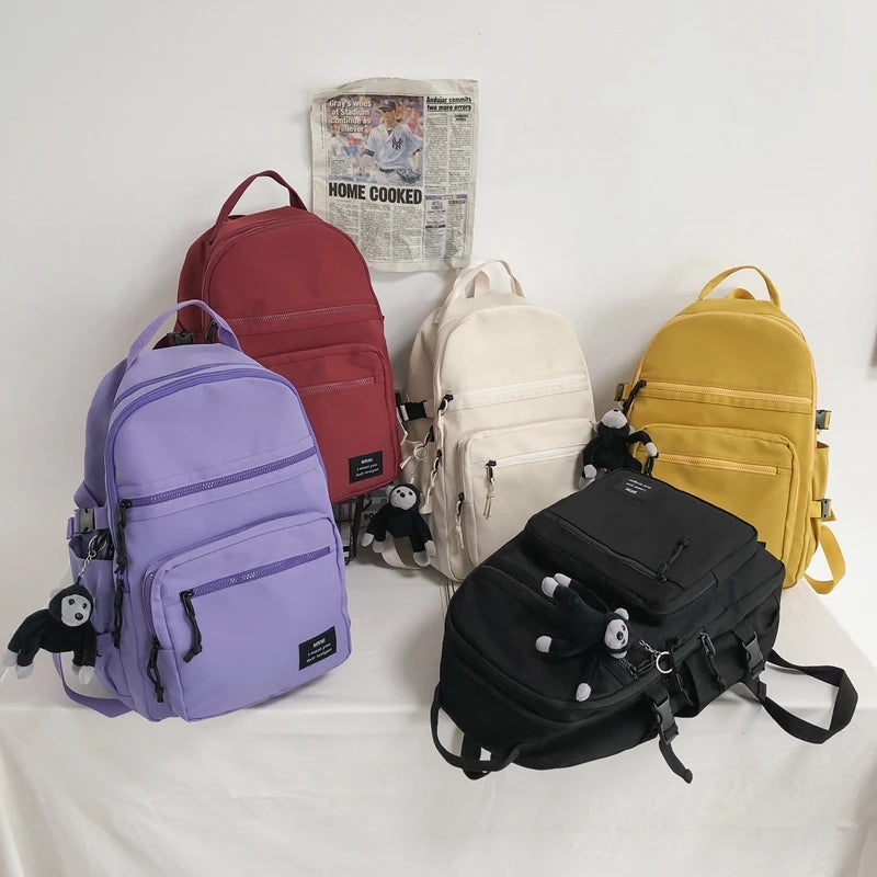 Black Big Capacity Women Backpack Student School Bag Rucksack Mochila