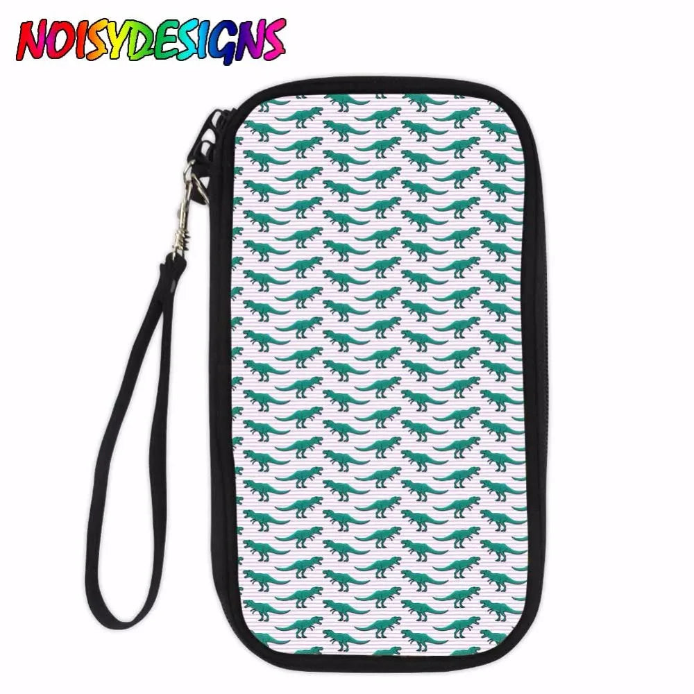 Stripes Dinosaur Zipper Wallet Female Long Passport Wallets Women Animals Print