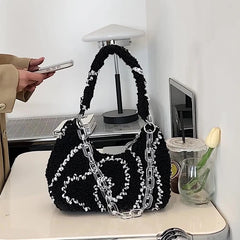 Sweet and Lamb Hair Ladies Purses and Handbags Women's Plush Crossbody Bags