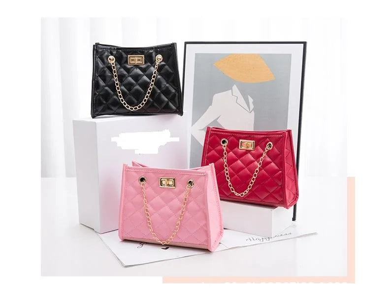 Women's Chain Crossbody Bag Shoulder Bag Leather Plaid Handbag