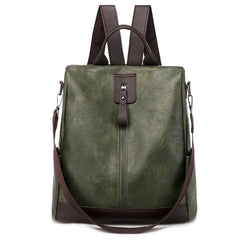 Striped Bags Women Zipper Backpack PU Leather School Crossbody Shoulder