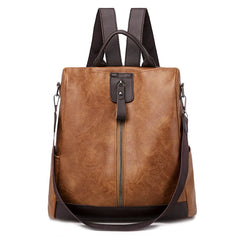Striped Bags Women Zipper Backpack PU Leather School Crossbody Shoulder