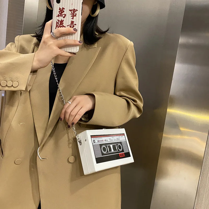 Tape Shape Box Clutch Bag Women Purses Handbags Shoulder Chain Bag
