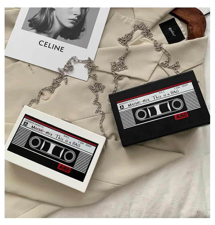Tape Shape Box Clutch Bag Women Purses Handbags Shoulder Chain Bag