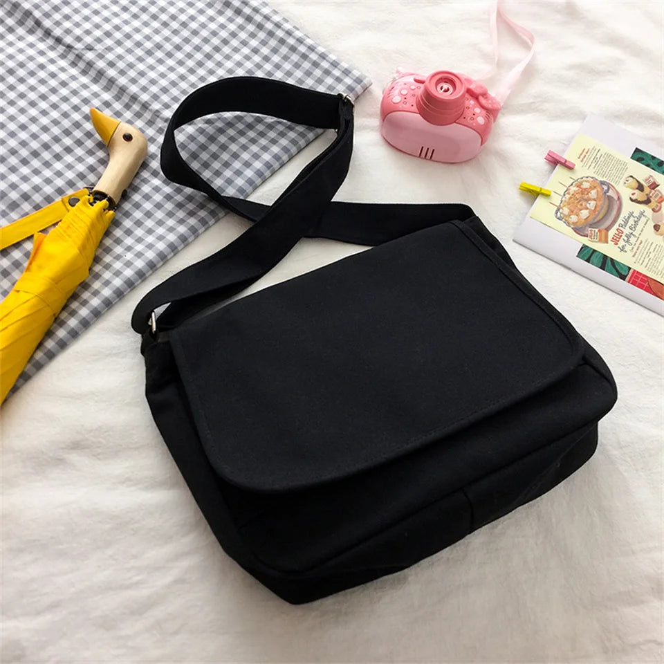 Canvas Shoulder Bag for Teenage Girls School Bookbag Crossbody Travel Bag