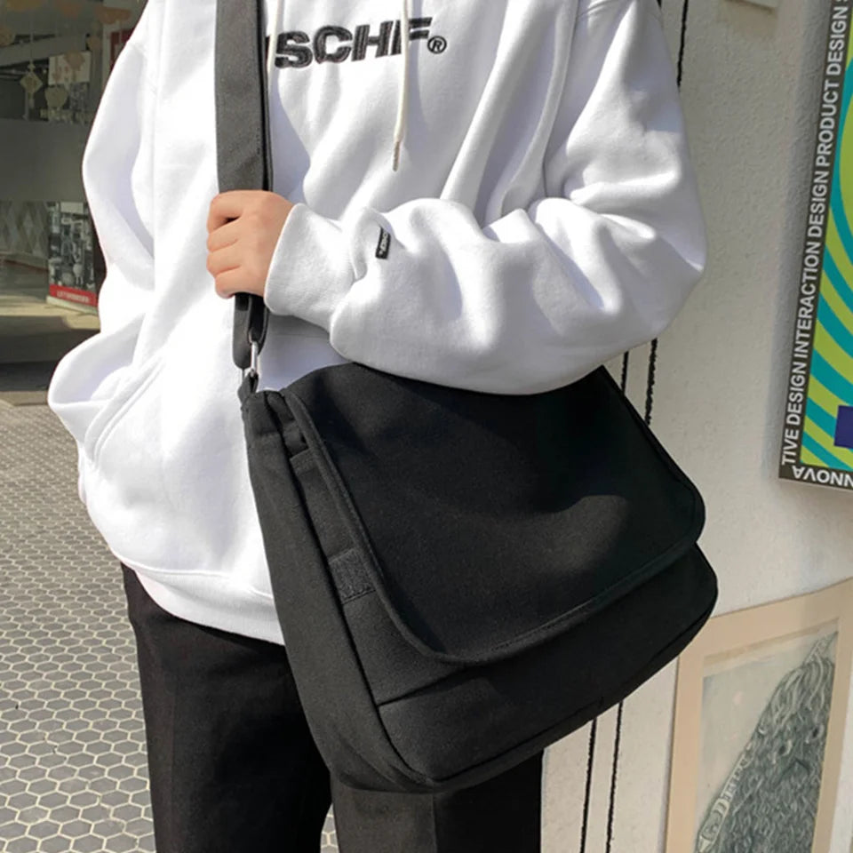 Canvas Shoulder Bag for Teenage Girls School Bookbag Crossbody Travel Bag