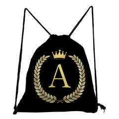 Women's Backpacks Initials Wheat Ears Personality Name Golden Letters Print