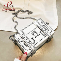 Casual Women Crossbody Shoulder Bag Chain Clutch Purse PU Leather