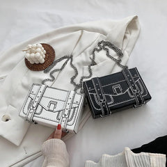 Casual Women Crossbody Shoulder Bag Chain Clutch Purse PU Leather