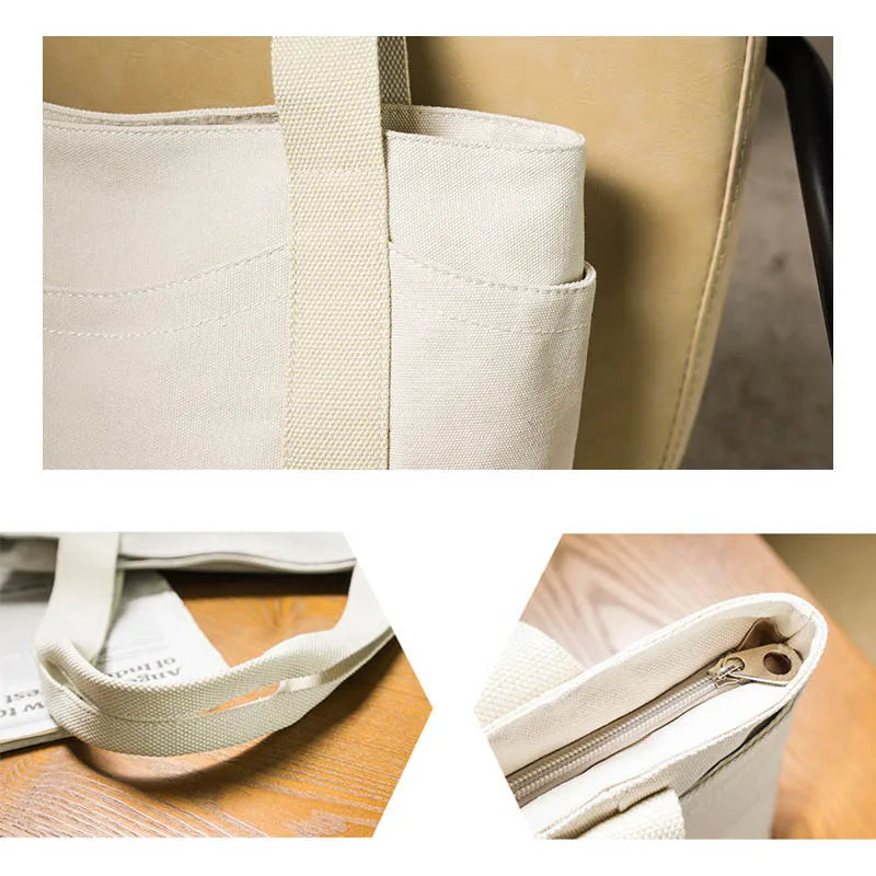 Large Fabric Canvas Tote Shoulder Bag Women's Handbags School Bags