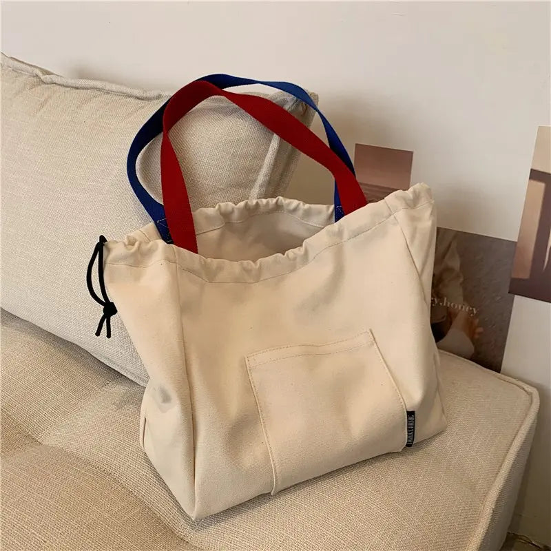 Large Canvas Tote Shoulder Bag for Women Casual Fabric Cloth Shopper Bag