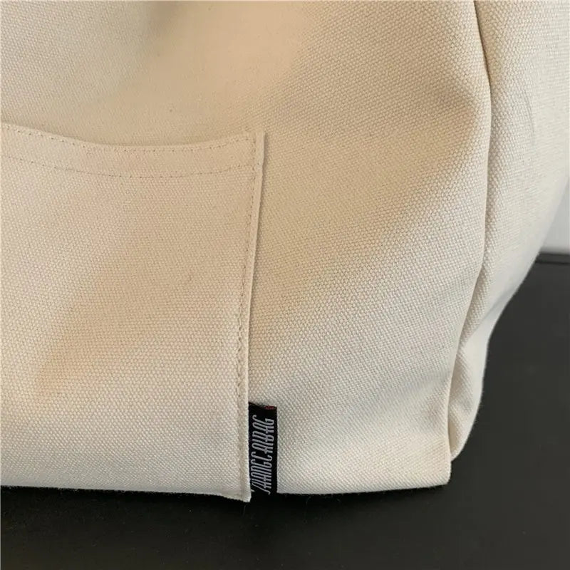 Large Canvas Tote Shoulder Bag for Women Casual Fabric Cloth Shopper Bag