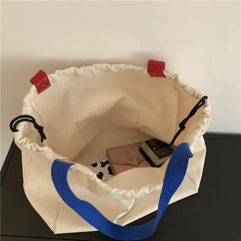 Large Canvas Tote Shoulder Bag for Women Casual Fabric Cloth Shopper Bag