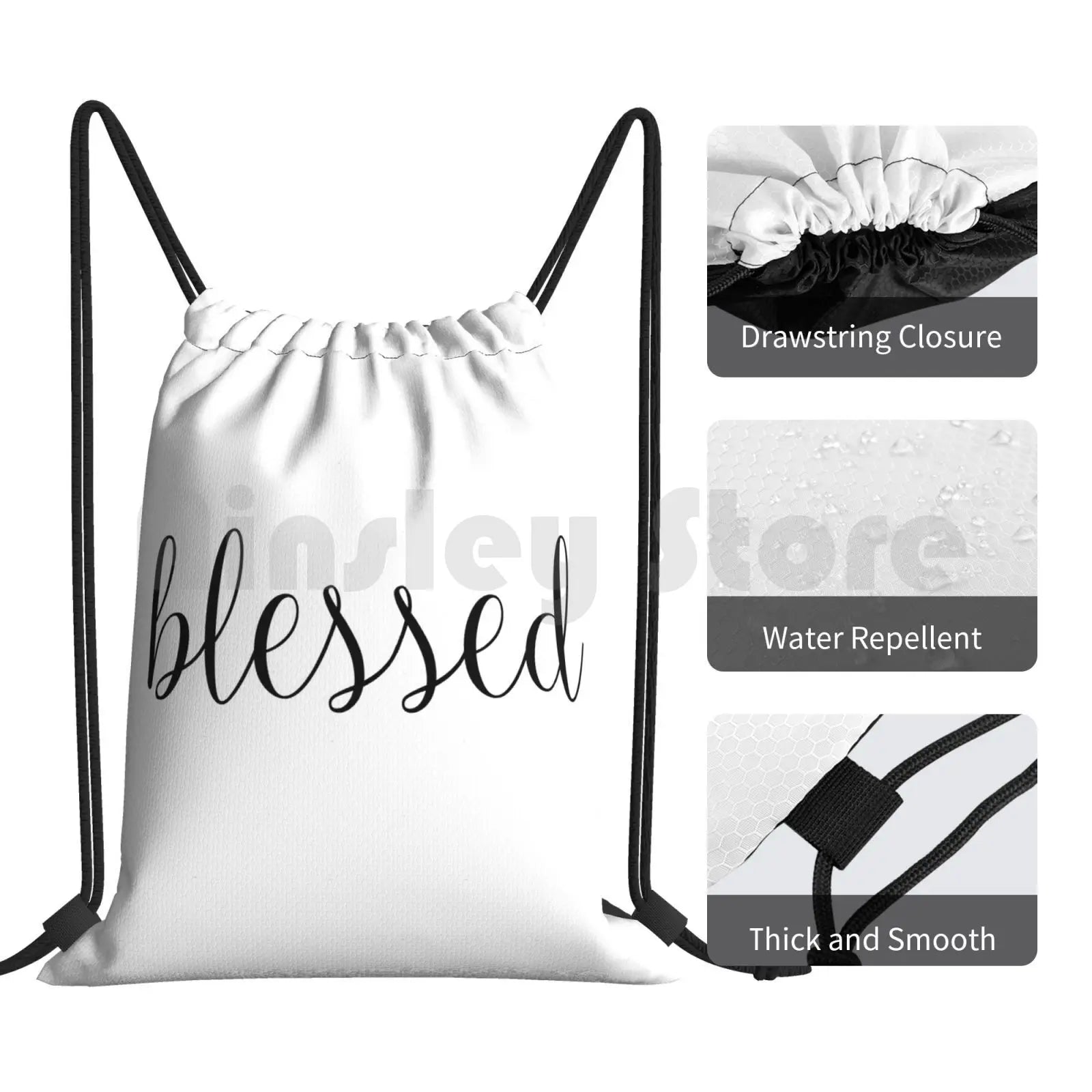 Blessed Drawstring Backpack Gym Bag - Christian Motivational Colors