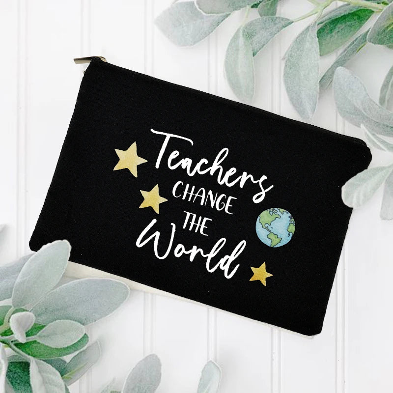 Blessed Teacher Portable Cosmetic Bag Zipper Beauty Case Makeup Storage