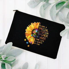 Blessed Teacher Portable Cosmetic Bag Zipper Beauty Case Makeup Storage