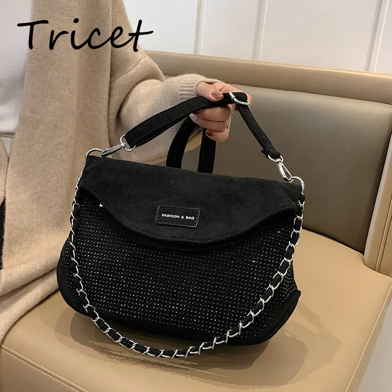 Crystal Shoulder Bag Cross Chain Flap Body Bag Women Stylish Lady Hand Bags