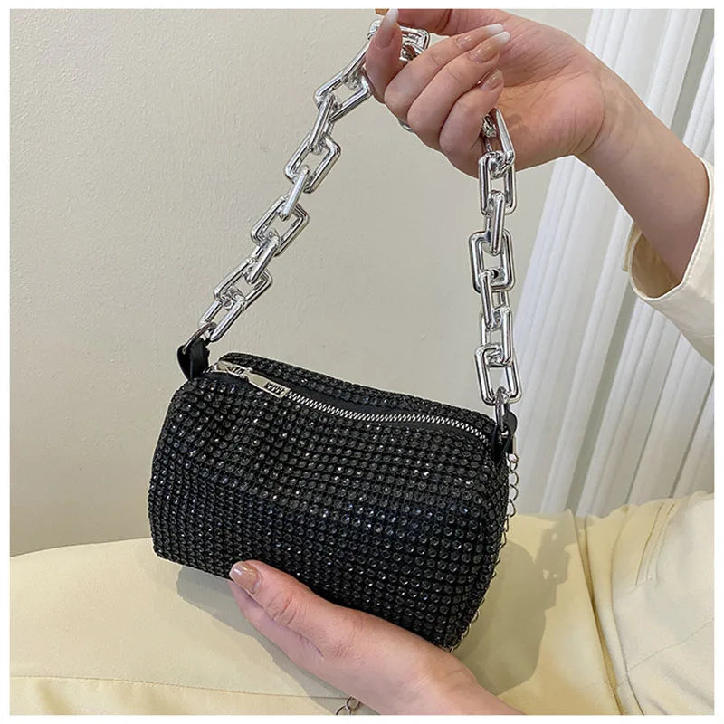 Bling Diamond Small Crossbody Messenger Bags for Women, Travel Shoulder Handbags