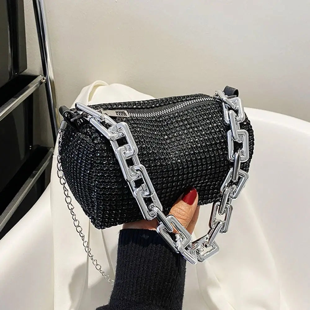 Bling Diamond Small Crossbody Messenger Bags for Women Summer Thick Chain