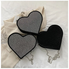 Heart Shaped Diamond Handbag Crossbody Wallet Chain Bag