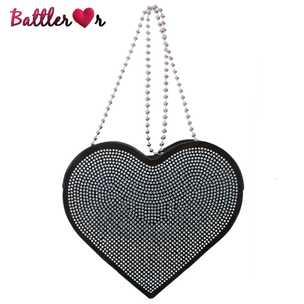 Heart Shaped Diamond Handbag Crossbody Wallet Chain Bag