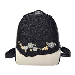 Sequin Backpack Floral Travel School Bags High Shine Handbag