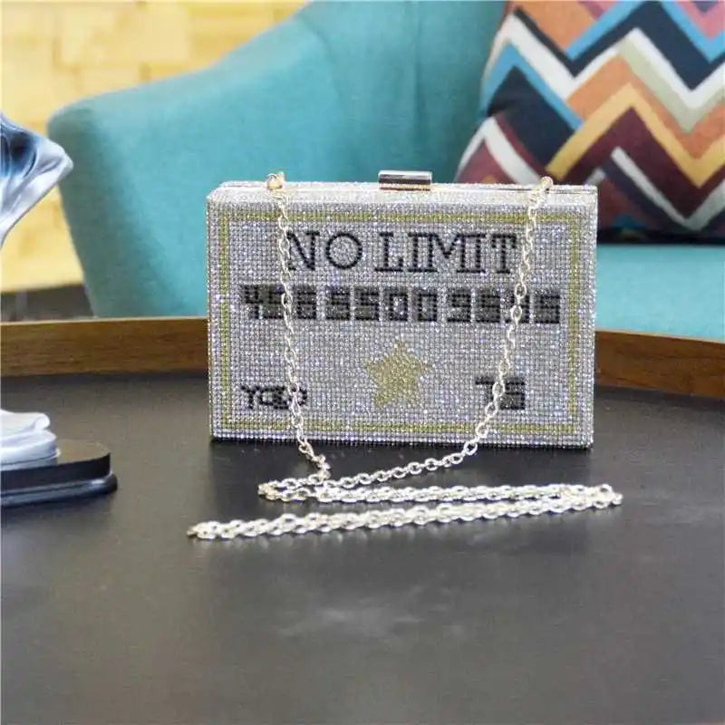 Rhinestone Money Clutch Purse 10000 Dollars Cash Evening Wedding Bag