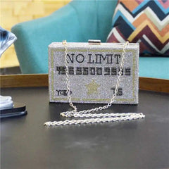 Rhinestone Money Clutch Purse 10000 Dollars Cash Evening Wedding Bag