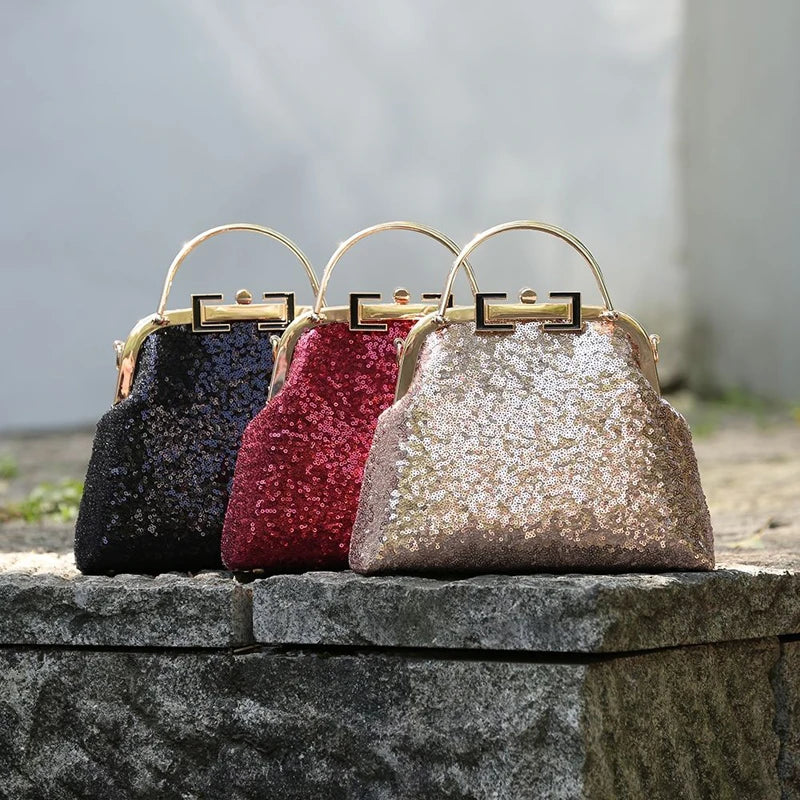 Bling Shine Wedding Bag Women's Handbags Shell Lock Tote Shoulder Crossbody Bag