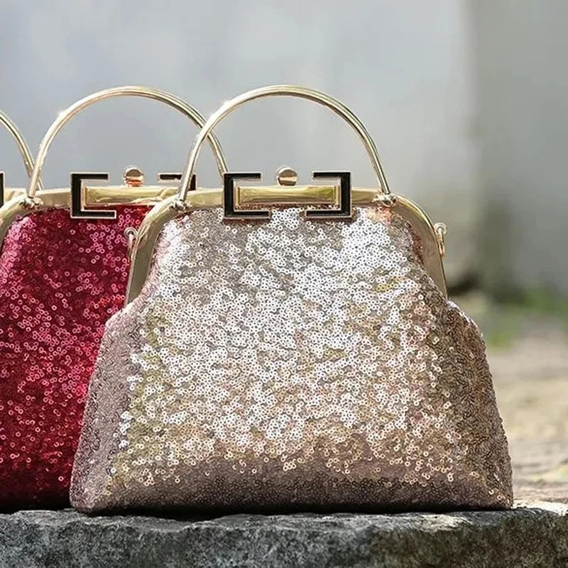 Bling Shine Wedding Bag Women's Handbags Shell Lock Tote Shoulder Crossbody Bag