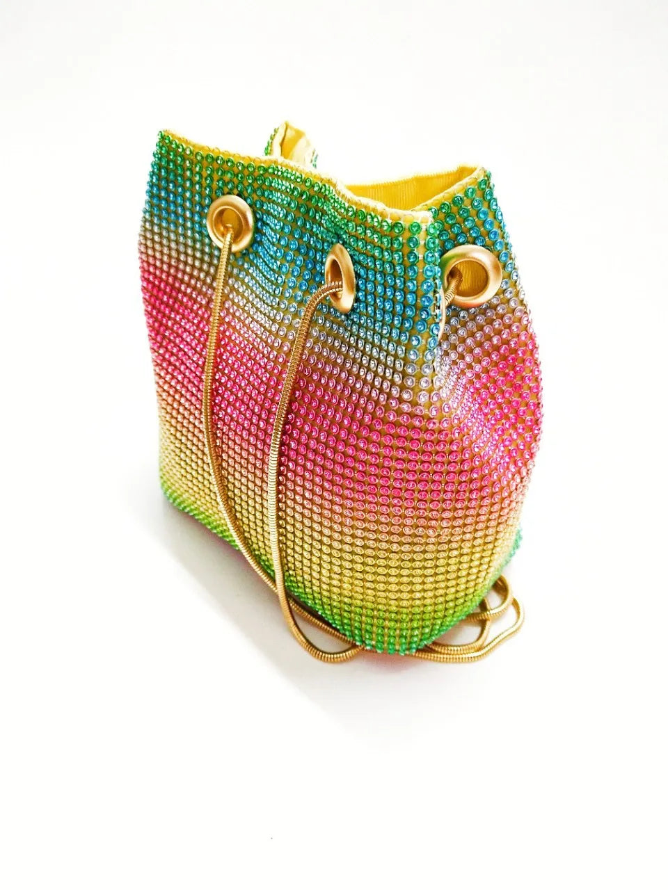 Rhinestone Bucket Bag Mini Handbag Clutch Rainbow Fanny Pack