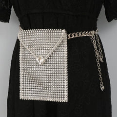 Rhinestone Waist Chain with Phone Bag and Lipstick Purse