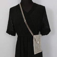 Rhinestone Waist Chain with Phone Bag and Lipstick Purse
