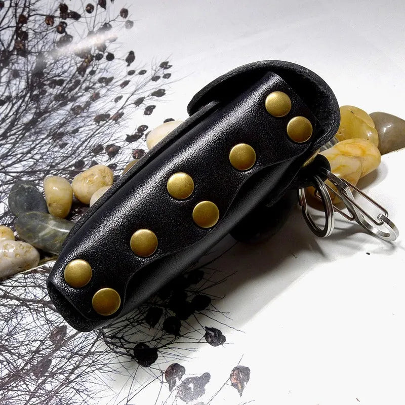 Hand-made Leather Drawstring Car Key Bag for Men Women
