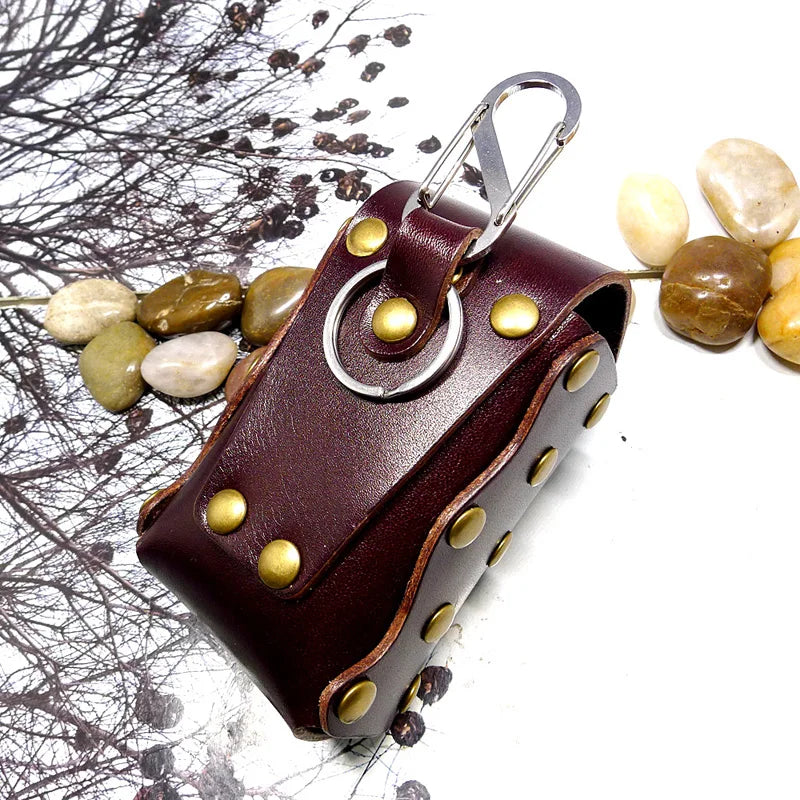 Blongk Large Capacity Leather Key Waist Bag Hand-made Car Key Case