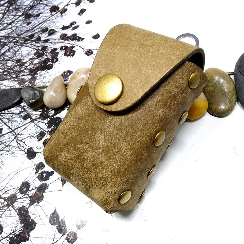 Blongk Large Capacity Leather Key Waist Bag Hand-made Car Key Case