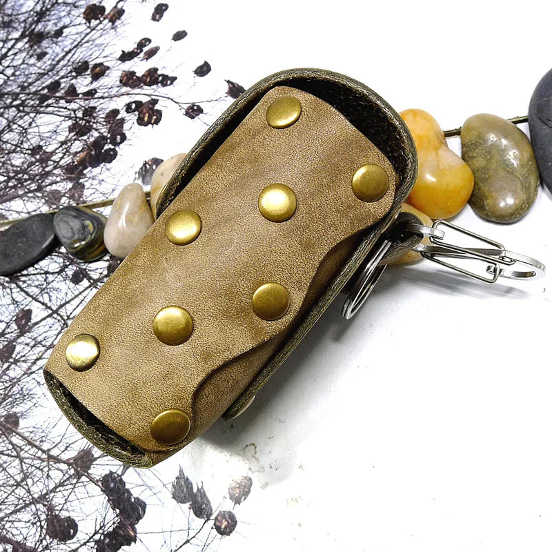 Blongk Large Capacity Leather Key Waist Bag Hand-made Car Key Case