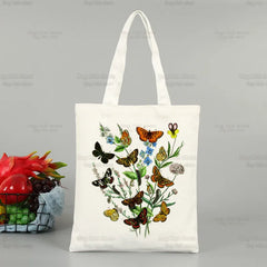 Butterfly Flying Flower Korea Ulzzang Shopper Bag Print Canvas Tote Bag