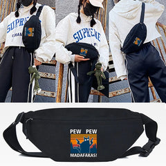 Cat Printing Waist Bag Men Women Chest Pack Female Banana Bag