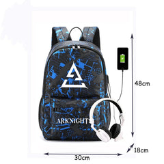 Arknights Backpack Anti-Theft Student Rucksack USB Charging Laptop Bag